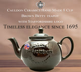 Cauldon Ceramics Hand Made 8 Cup Brown Betty Teapot with Embossed Logo 60 fl oz/1700 ml