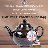 Cauldon Ceramics 4 Cup Brown Betty Logo Teapot with Infuser 36 fl oz/1020 ml