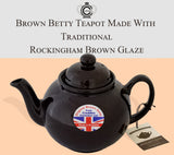 Cauldon Ceramics Hand Made 4 Cup Brown Betty Teapot in Traditional Rockingham Brown 36 fl oz/1020 ml