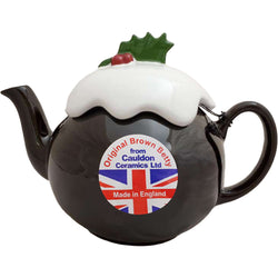 6 Cup Christmas Pudding Brown Betty Teapot