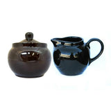 Cauldon Ceramics Brown Betty Sugar Bowl and Creamer Jug in Traditional Rockingham Brown