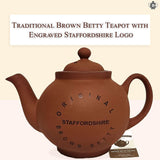 Cauldon Ceramics Hand Made 2 Cup Classic Terracotta Teapot with Engraved Logo 20 fl oz/570 ml