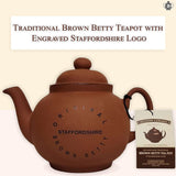 Cauldon Ceramics Classic Brown Betty Teapot | Traditional Handmade Brown Betty Teapot with Engraved Logo | Made with Staffordshire Red Clay | Authentic, Made in England Teapot (4 Cup)